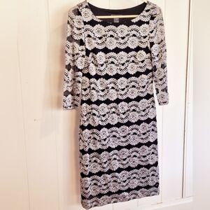 Jessica Howard Black and White Long Sleeve Sheath Dress Size 10